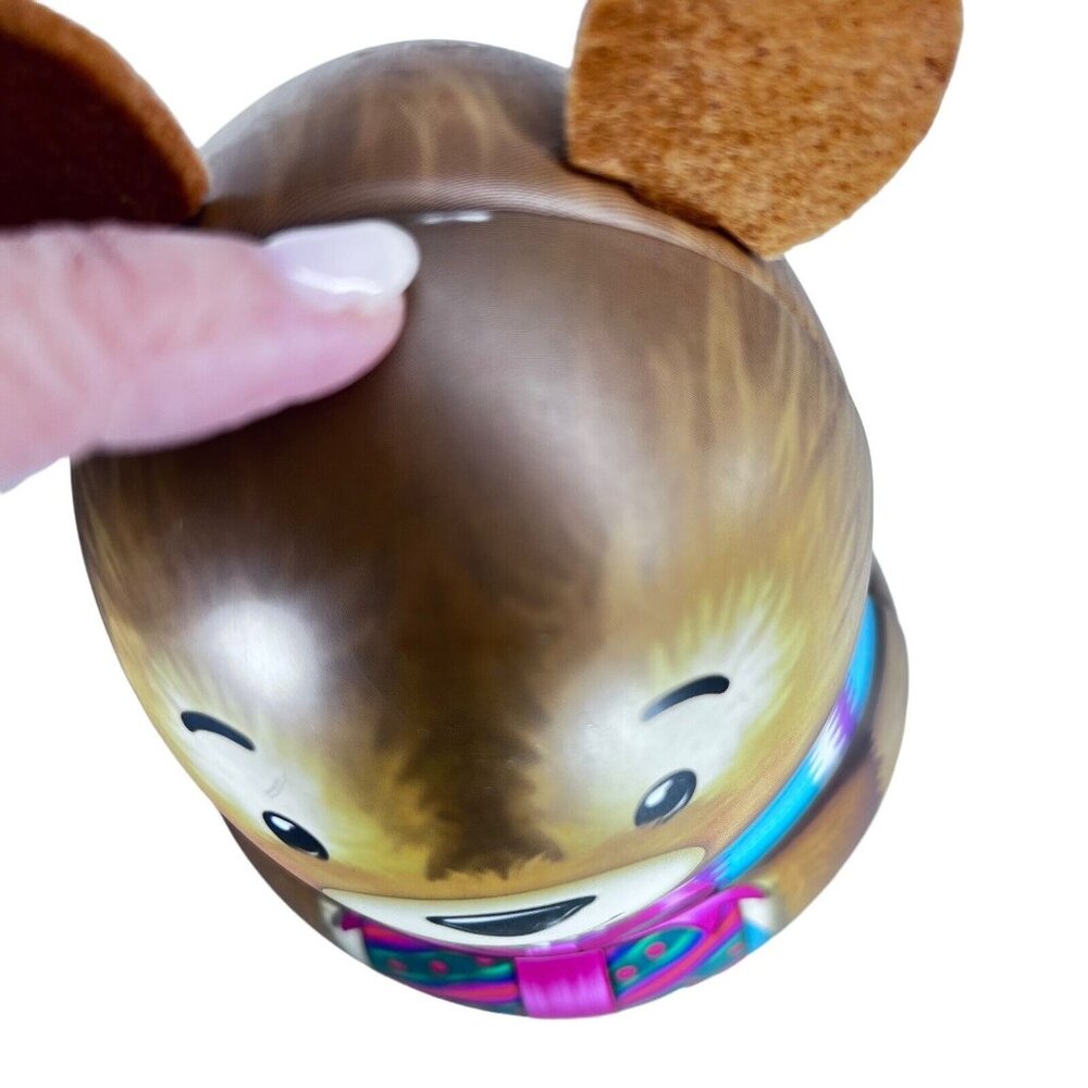 Teddy Bear Tin 10" Tall Felt Ears Decorative Candy Box Metal Gift Container - Picture 5 of 8